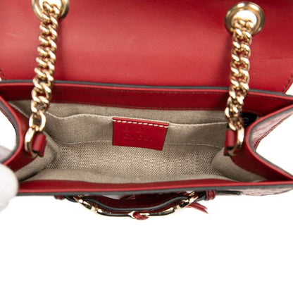 Gucci Micro Gucci Guccissima Emily Horsebit Chain Shoulder Bag 449636 Red Gold