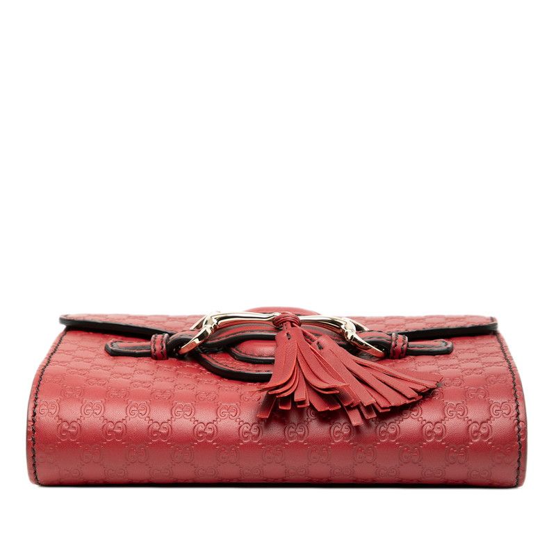 Gucci Micro Gucci Guccissima Emily Horsebit Chain Shoulder Bag 449636 Red Gold