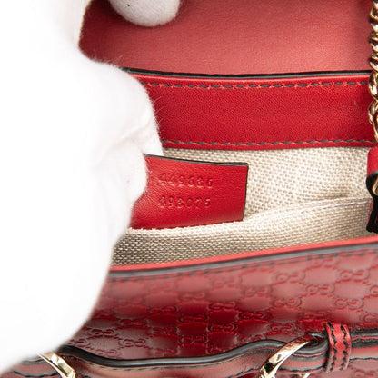Gucci Micro Gucci Guccissima Emily Horsebit Chain Shoulder Bag 449636 Red Gold