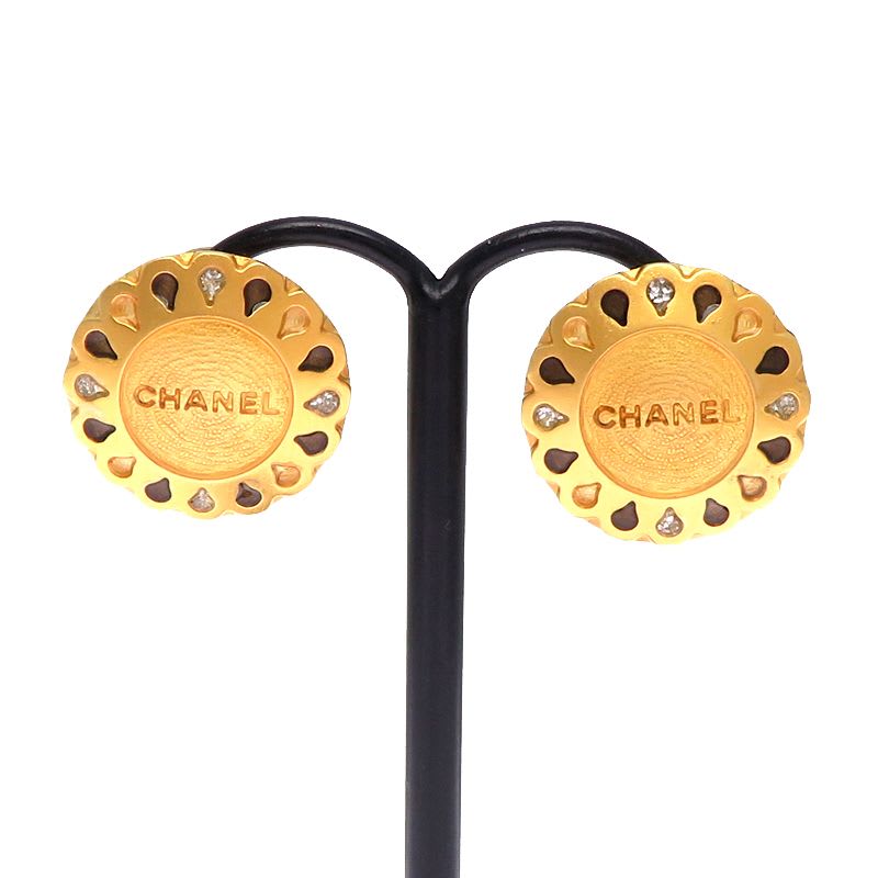 Chanel Quilted Gold-Tone Crystal Embellished