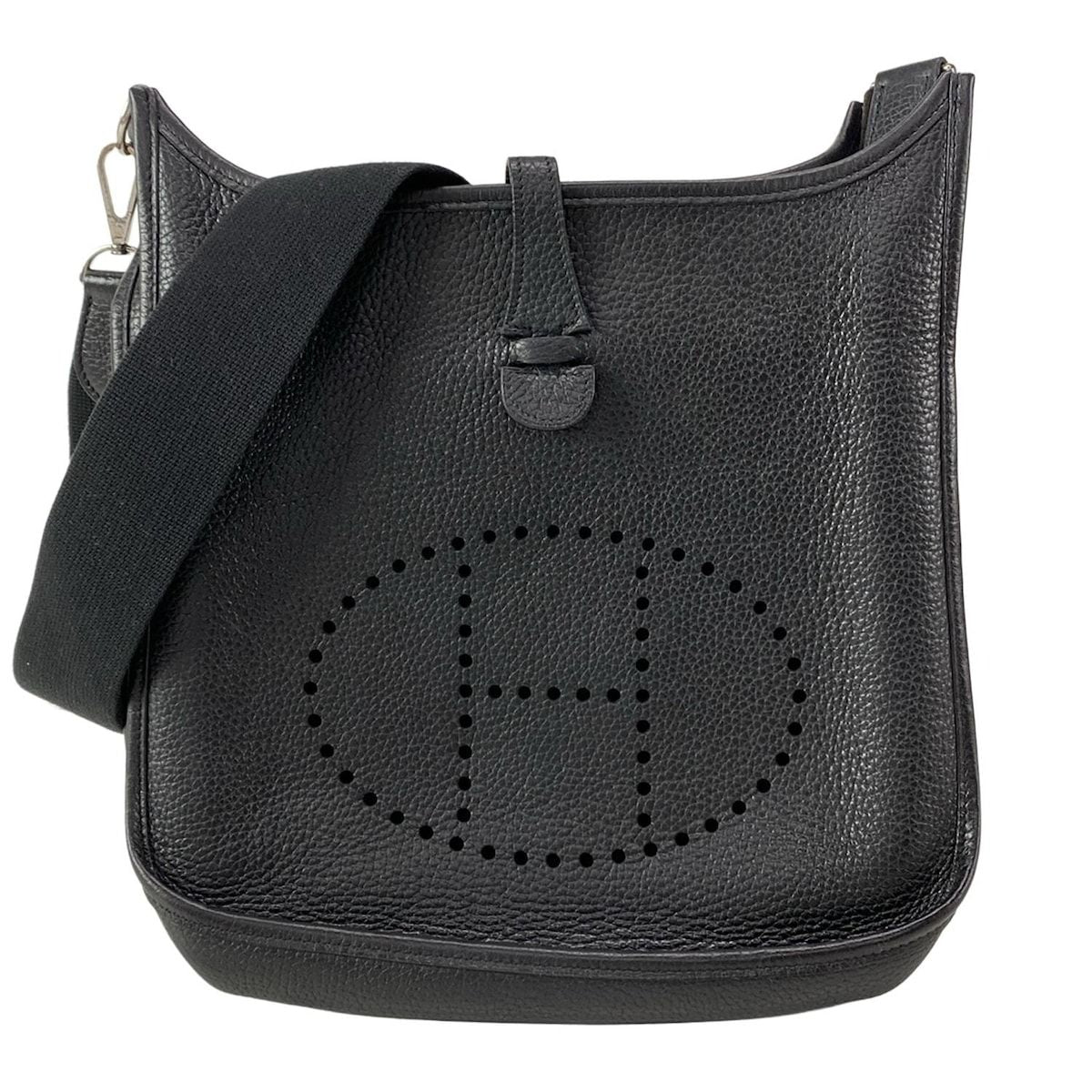 Hermes Shoulder Bag Evelyne Do PM Black Silver Hardware