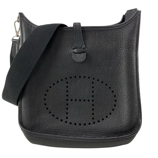 Hermes Shoulder Bag Evelyne Do PM Black Silver Hardware