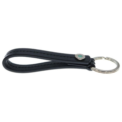 Tiffany & Co Bag Charm Key Ring Key Holder Leather Black X Silver