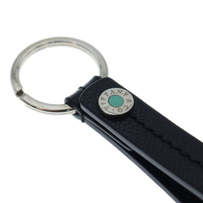 Tiffany & Co Bag Charm Key Ring Key Holder Leather Black X Silver