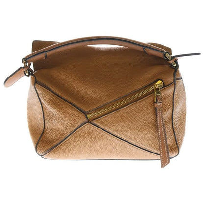Loewe Puzzle Bag Small 2way Bag Shoulder Bag Handbag Brown Leather Gold Hardware