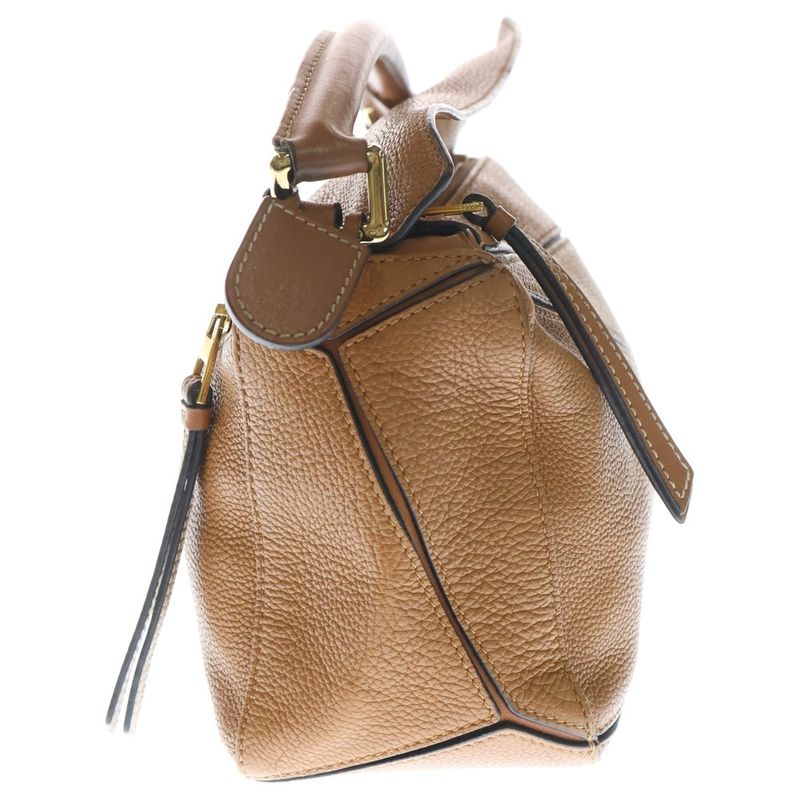 Loewe Puzzle Bag Small 2way Bag Shoulder Bag Handbag Brown Leather Gold Hardware