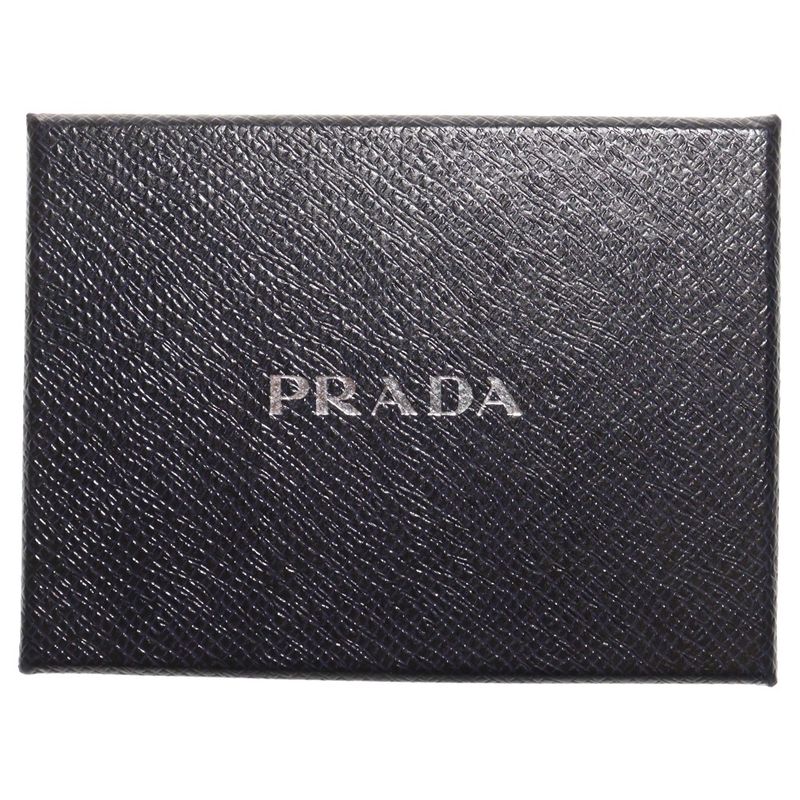 Prada Triangle Logo Key Case Key Ring Black Leather Gold Hardware