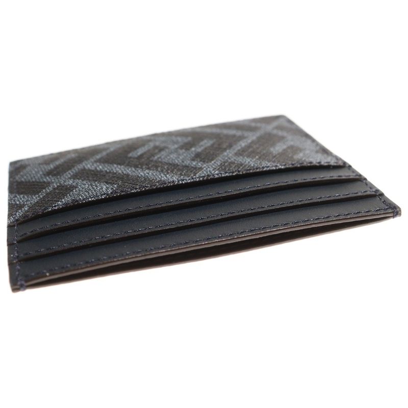 Fendi Card Case Shadow Diagonal Business Card Holder Navy PVC