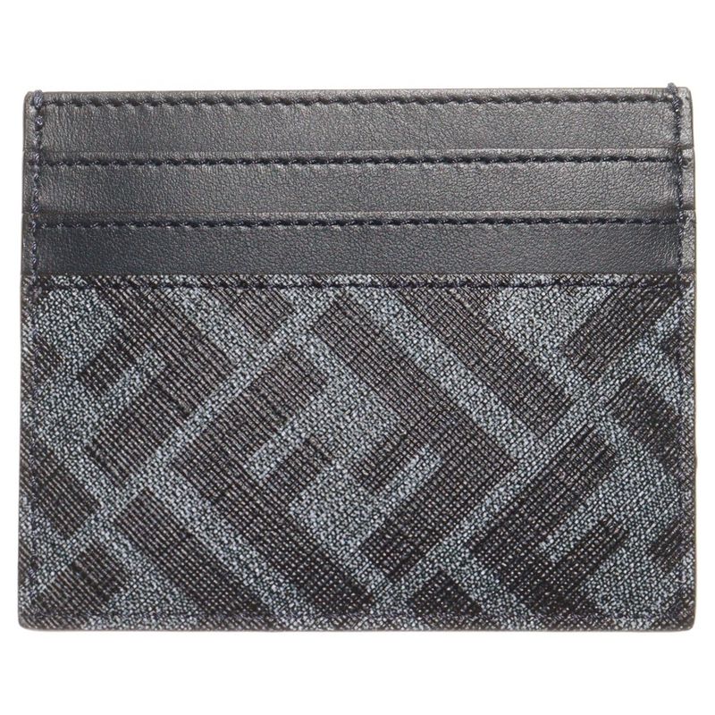 Fendi Card Case Shadow Diagonal Business Card Holder Navy PVC