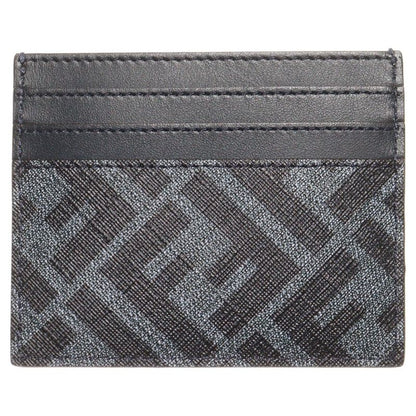 Fendi Card Case Shadow Diagonal Business Card Holder Navy PVC