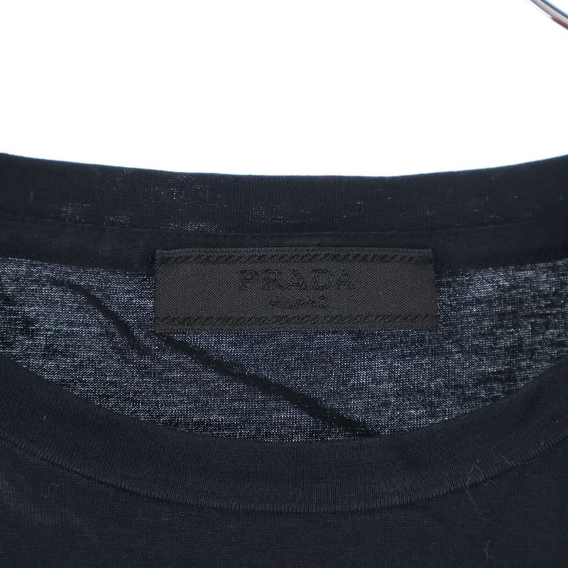 Prada 20ss Logo Print S Tee Shirt Logo Print Short Sleeve T-Shirt Cut and Sew