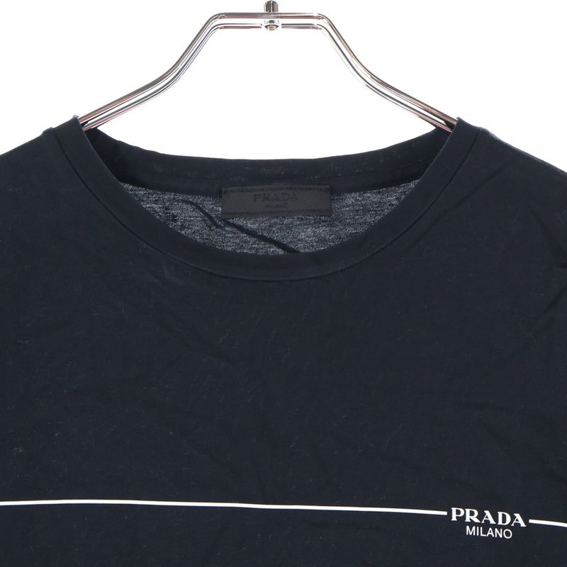 Prada 20ss Logo Print S Tee Shirt Logo Print Short Sleeve T-Shirt Cut and Sew
