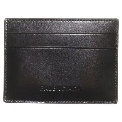 Balenciaga Card Holder Logo Print Leather Card Holder Commuter Holder Black
