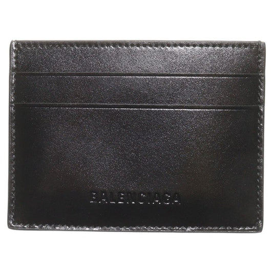 Balenciaga Card Holder Logo Print Leather Card Holder Commuter Holder Black