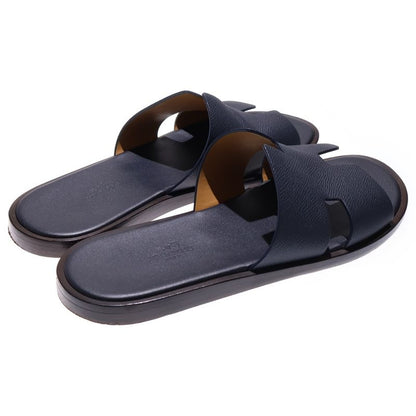 Hermes Izmir H ​​logo Leather Flat Sandals Shoes Navy