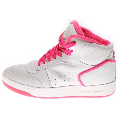 Saint Laurent Paris Sl80 Leather High Cut Sneakers Shoes White Pink 711250