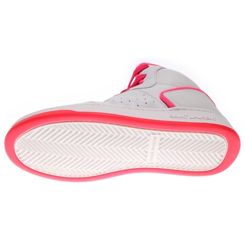 Saint Laurent Paris Sl80 Leather High Cut Sneakers Shoes White Pink 711250