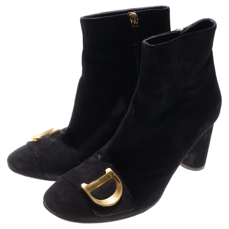 Christian Dior 23aw C'est Dior Suede Leather Short Boots Black Women's