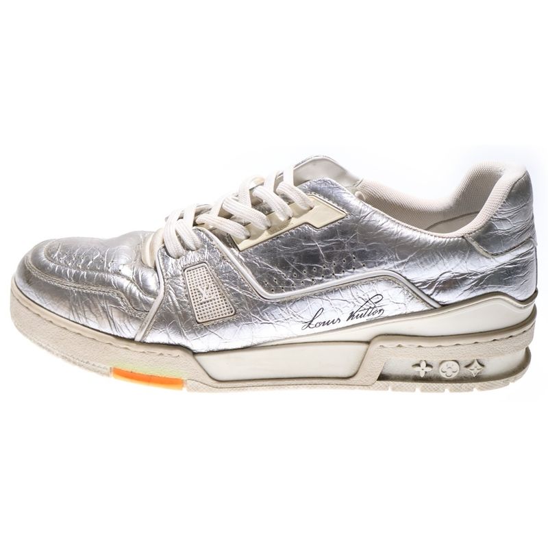 Louis Vuitton LV Trainer 1a5ahy LV Trainer Line Leather Low Cut Sneakers Silver