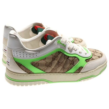 Gucci Original GG Canvas Reweb Low Cut Leather Sneakers Shoes White Green 787476