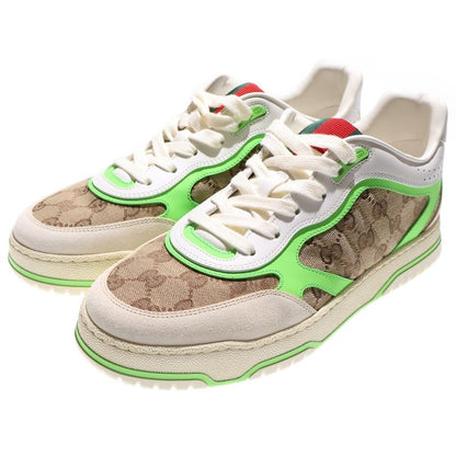 Gucci Original GG Canvas Reweb Low Cut Leather Sneakers Shoes White Green 787476
