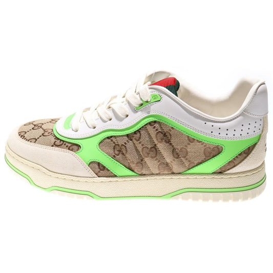 Gucci Original GG Canvas Reweb Low Cut Leather Sneakers Shoes White Green 787476
