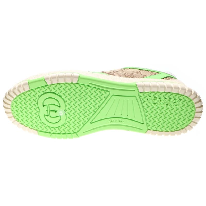 Gucci Original GG Canvas Reweb Low Cut Leather Sneakers Shoes White Green 787476