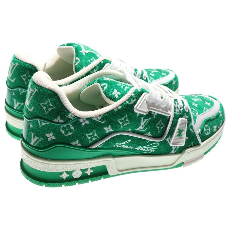 Louis Vuitton LV Trainer 1abfs6 LV Trainer Line Velor Low Cut Sneakers Green
