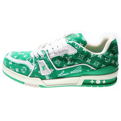 Louis Vuitton LV Trainer 1abfs6 LV Trainer Line Velor Low Cut Sneakers Green