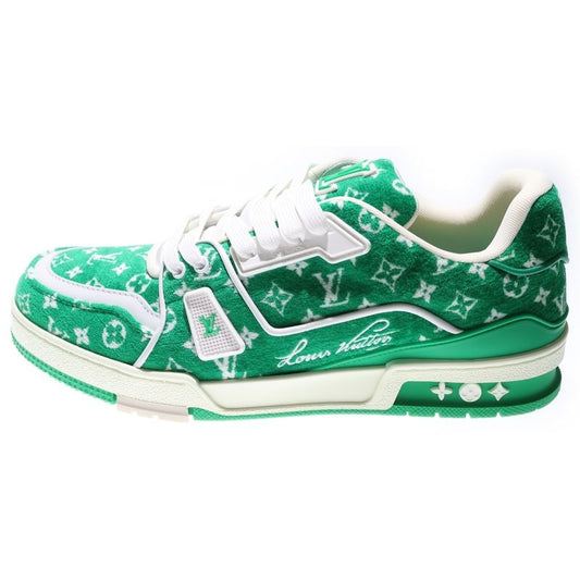 Louis Vuitton LV Trainer 1abfs6 LV Trainer Line Velor Low Cut Sneakers Green