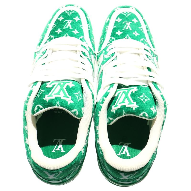Louis Vuitton LV Trainer 1abfs6 LV Trainer Line Velor Low Cut Sneakers Green
