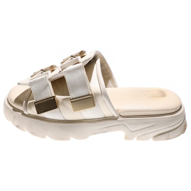 Bottega Veneta Flash Buckle Strap Flat Sandals Ivory