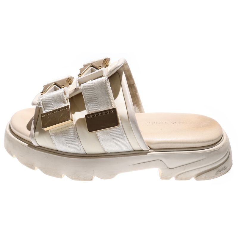 Bottega Veneta Flash Buckle Strap Flat Sandals Ivory