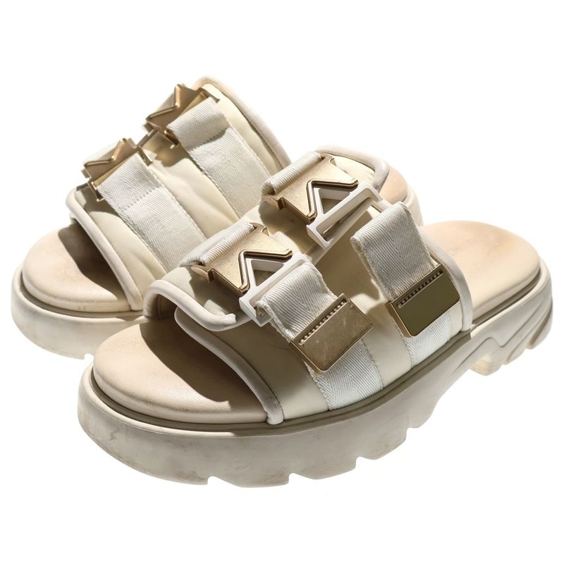 Bottega Veneta Flash Buckle Strap Flat Sandals Ivory