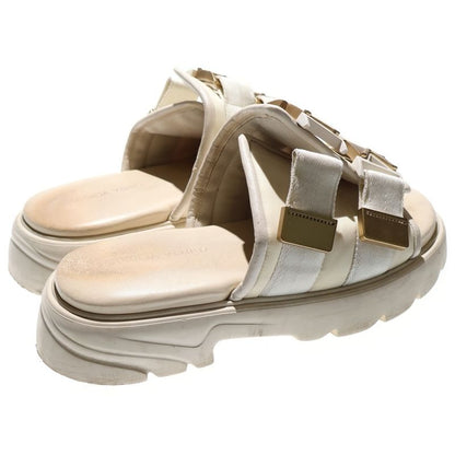 Bottega Veneta Flash Buckle Strap Flat Sandals Ivory