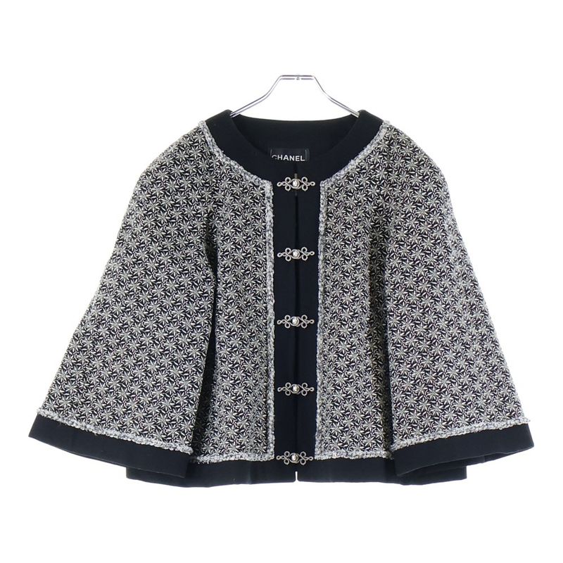 Chanel 15aw Coco Mark Turnlock All Over Pattern Jacquard Flare Sleeve Crew Neck