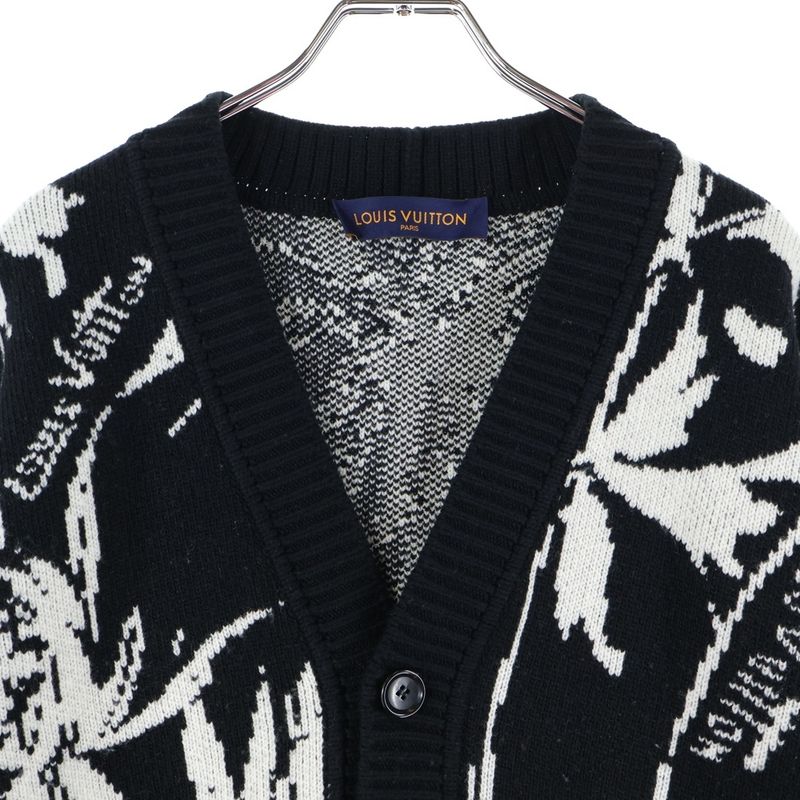 Louis Vuitton 23ss Thistle Jacquard All Over Pattern Wool Knit Long Sleeve