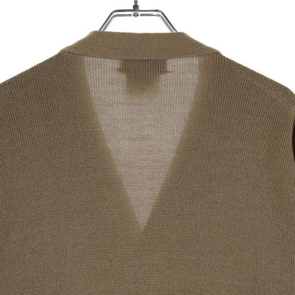 Hermes Suede Cut Replacement Silk Cashmere Blend Wool Knit Long Sleeve Cardigan