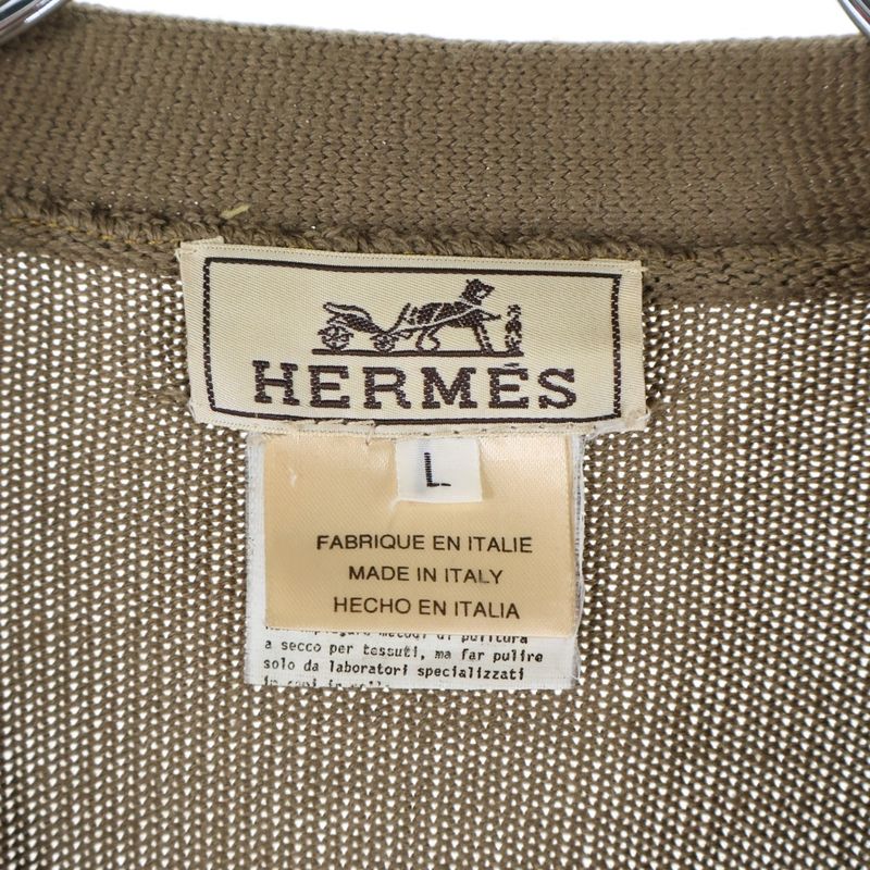 Hermes Suede Cut Replacement Silk Cashmere Blend Wool Knit Long Sleeve Cardigan