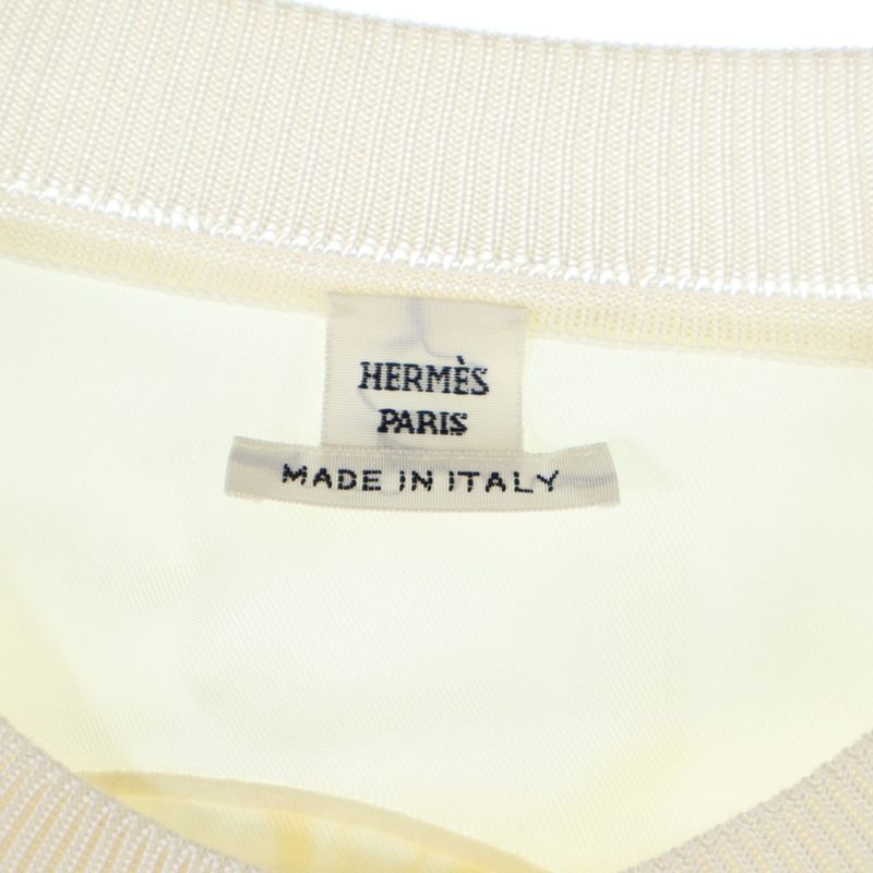 Hermes Chaine Button Silk Switching Back Logo Embroidery Long Sleeve Knit