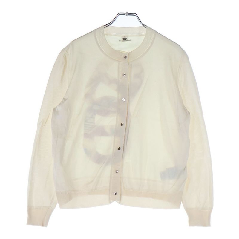 Hermes Chaine Button Silk Switching Back Logo Embroidery Long Sleeve Knit