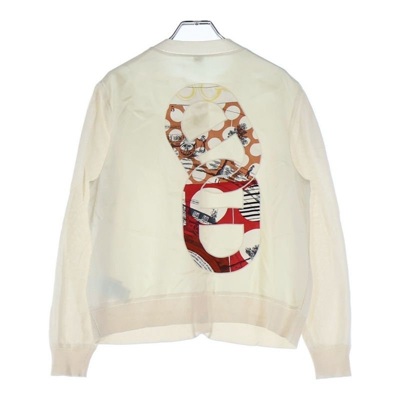 Hermes Chaine Button Silk Switching Back Logo Embroidery Long Sleeve Knit