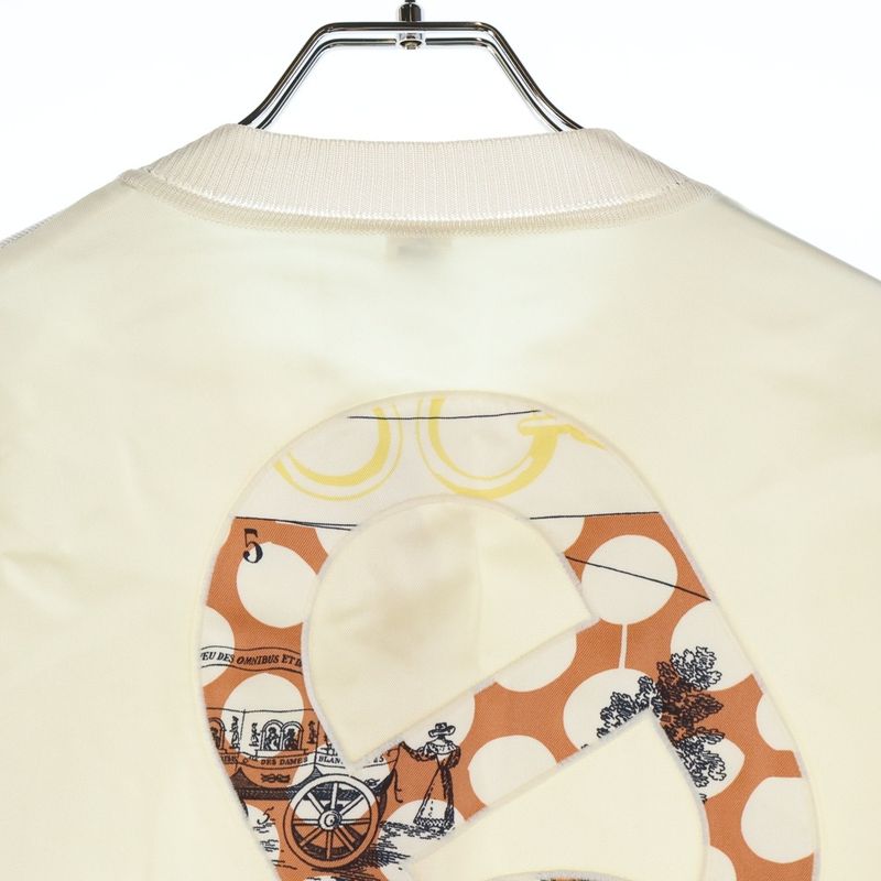 Hermes Chaine Button Silk Switching Back Logo Embroidery Long Sleeve Knit