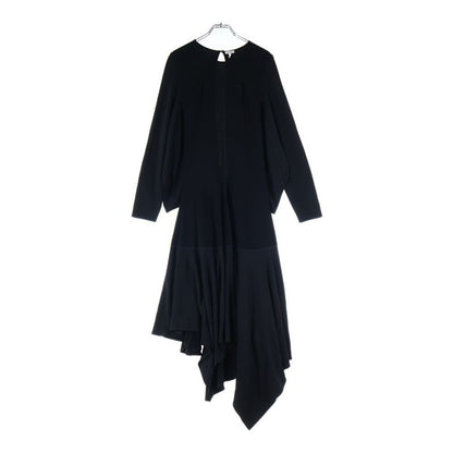 Loewe 21aw Deformed Kimono Sleeve Crew Neck Rayon Long Flare Dress Black