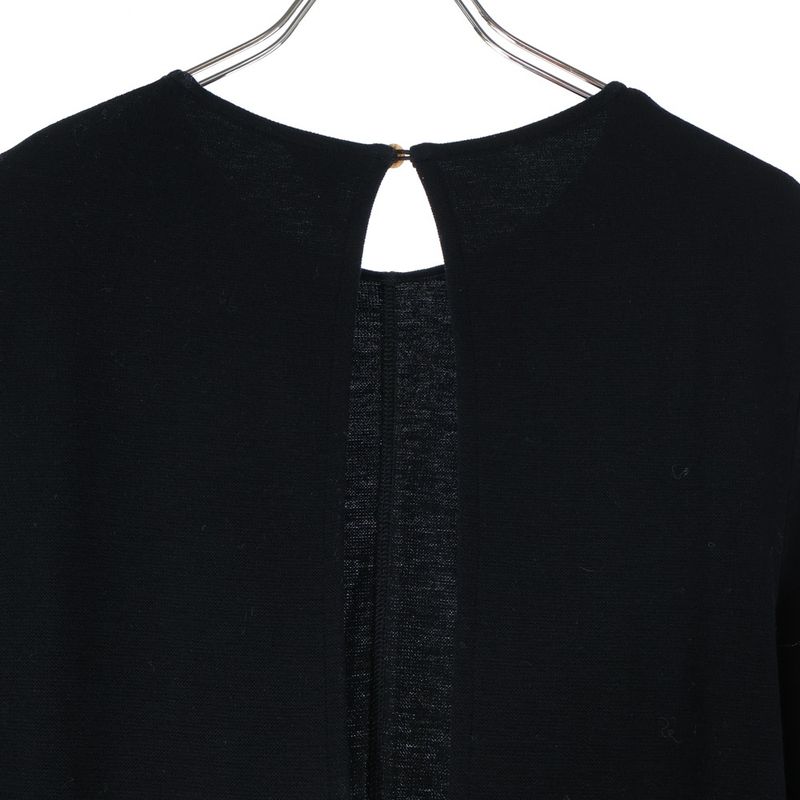 Loewe 21aw Deformed Kimono Sleeve Crew Neck Rayon Long Flare Dress Black