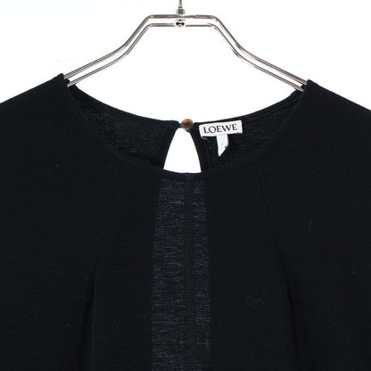 Loewe 21aw Deformed Kimono Sleeve Crew Neck Rayon Long Flare Dress Black