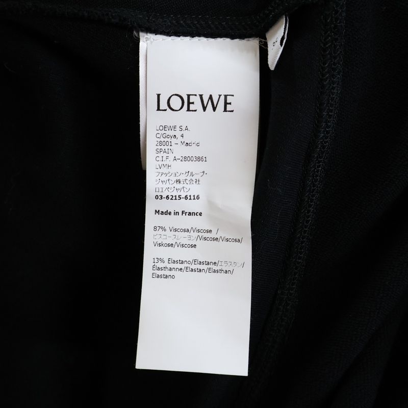 Loewe 21aw Deformed Kimono Sleeve Crew Neck Rayon Long Flare Dress Black