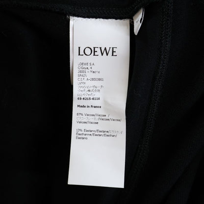 Loewe 21aw Deformed Kimono Sleeve Crew Neck Rayon Long Flare Dress Black