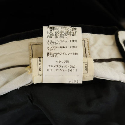 Hermes Velor Velvet No-Tuck Slacks Pants Trousers Black