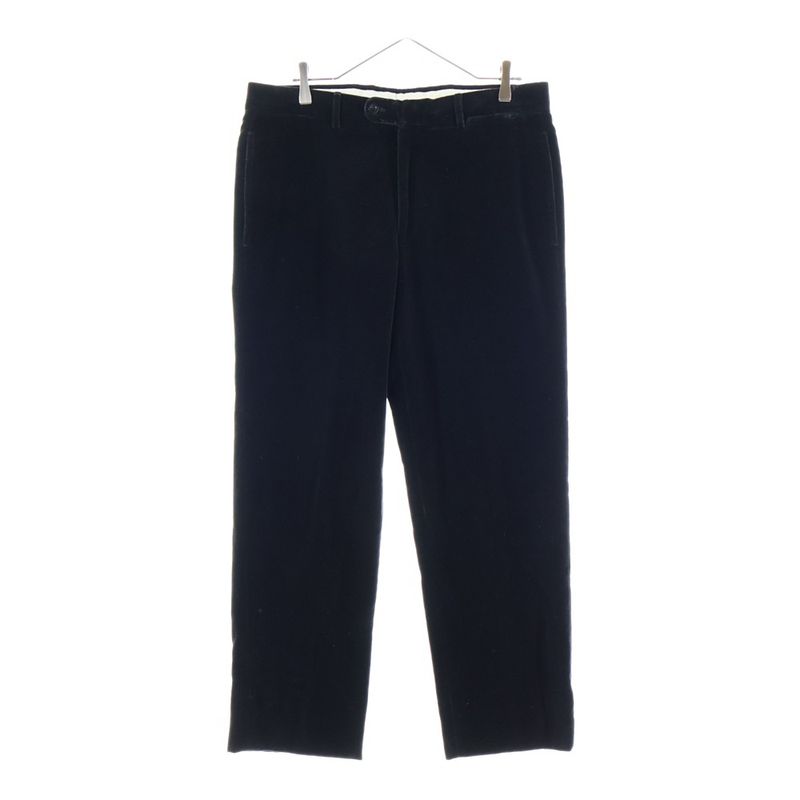 Hermes Velor Velvet No-Tuck Slacks Pants Trousers Black